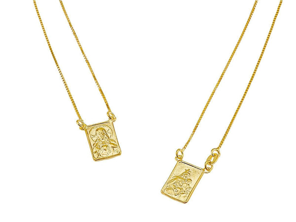 Golden Escapulario Necklace with Spiritual Plaques