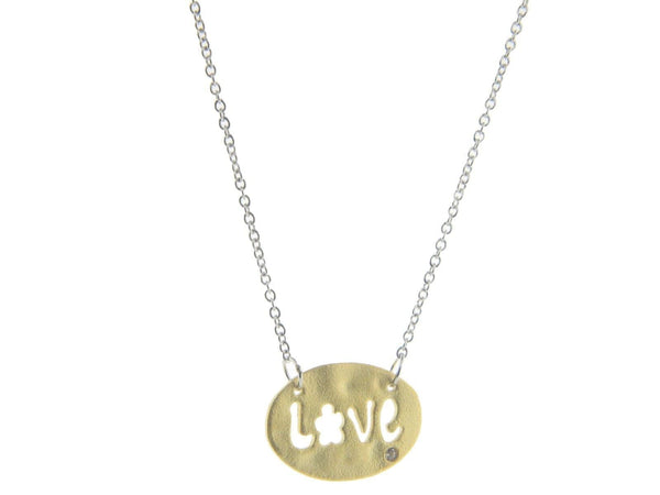 Hammered Golden Love Cut-Out Necklace