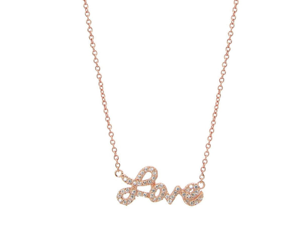 Rose Sparkling Cursive Love Necklace