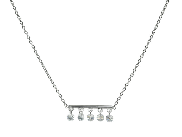 Thin Briolette CZ Bar Necklace